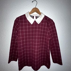 SP LOFT burgundy collared shirt